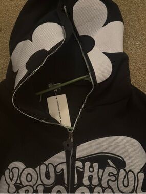 Youthful Cotton Black and White Graphic Zip-Up Hoodie